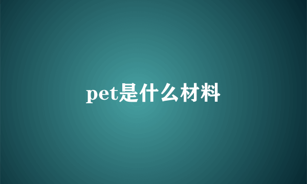 pet是什么材料