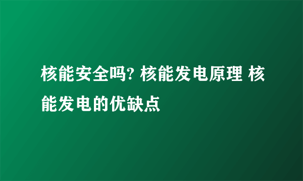 核能安全吗? 核能发电原理 核能发电的优缺点