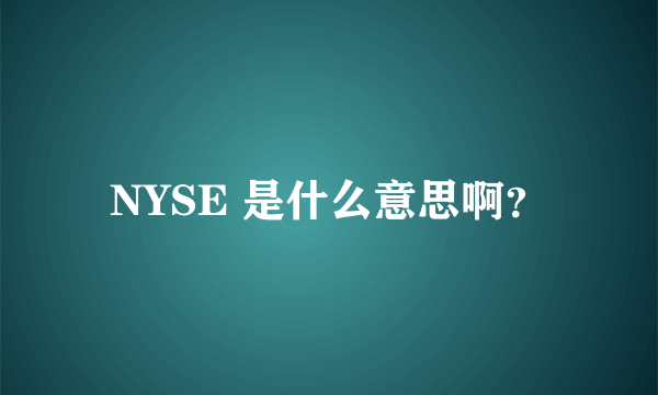 NYSE 是什么意思啊？