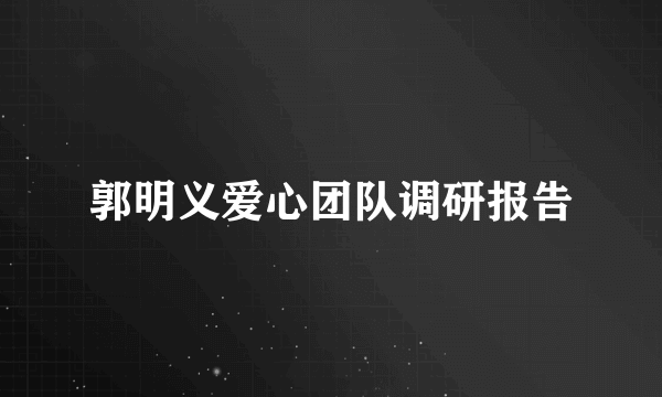 郭明义爱心团队调研报告