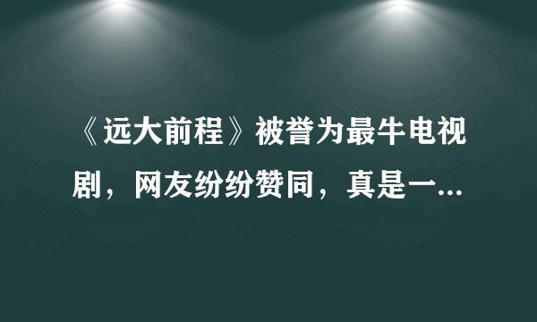 《远大前程》被誉为最牛电视剧，网友纷纷赞同，真是一部神剧！