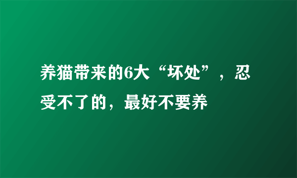 养猫带来的6大“坏处”，忍受不了的，最好不要养