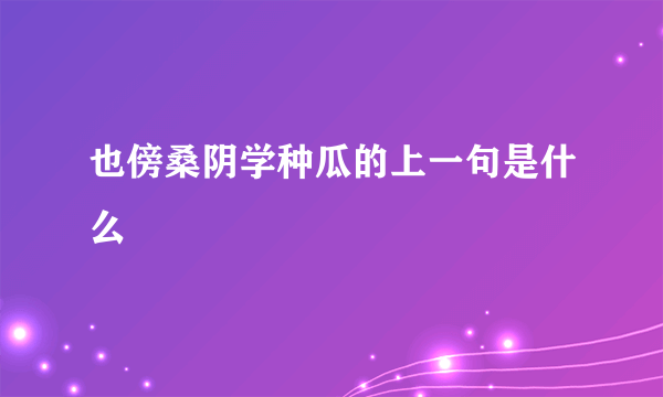 也傍桑阴学种瓜的上一句是什么