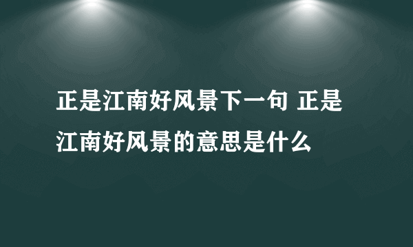 正是江南好风景下一句 正是江南好风景的意思是什么