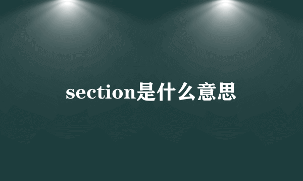 section是什么意思