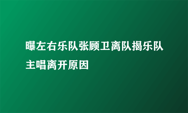 曝左右乐队张顾卫离队揭乐队主唱离开原因