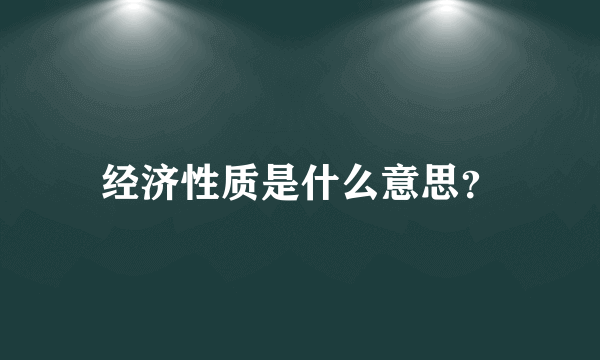 经济性质是什么意思？