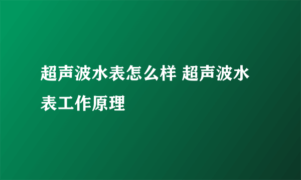 超声波水表怎么样 超声波水表工作原理