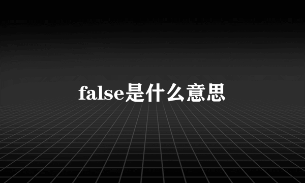 false是什么意思