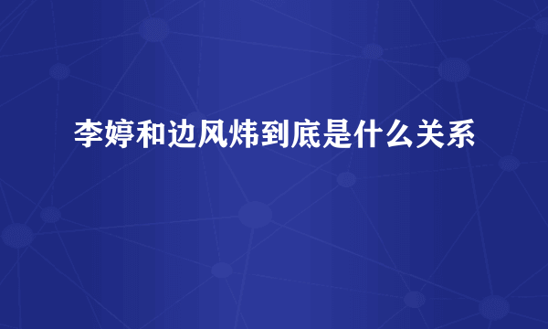 李婷和边风炜到底是什么关系