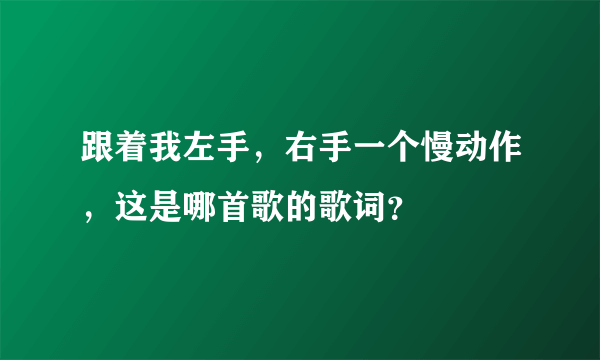 跟着我左手，右手一个慢动作，这是哪首歌的歌词？