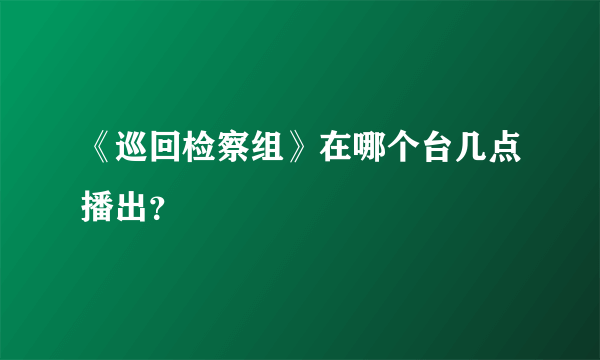 《巡回检察组》在哪个台几点播出？