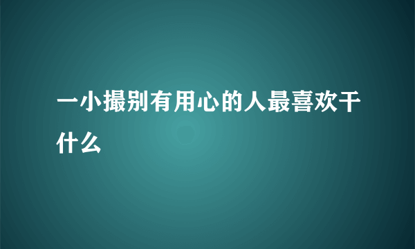 一小撮别有用心的人最喜欢干什么