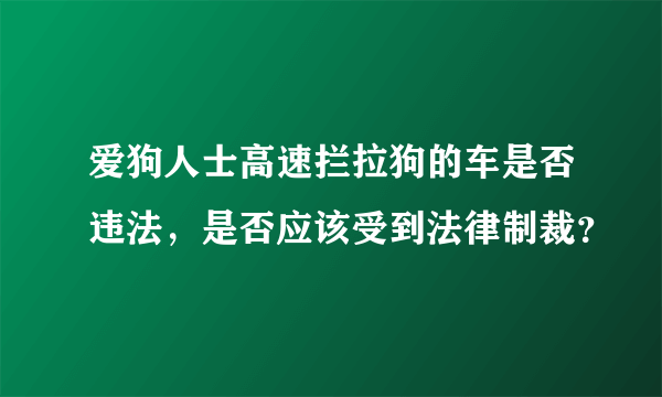 爱狗人士高速拦拉狗的车是否违法，是否应该受到法律制裁？