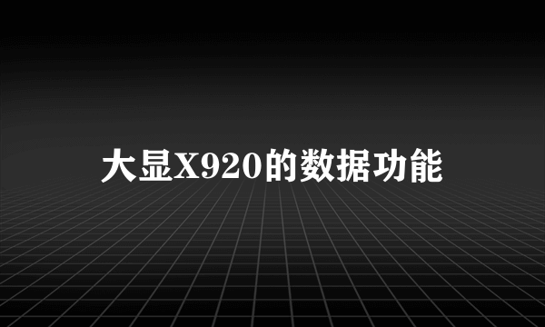 大显X920的数据功能