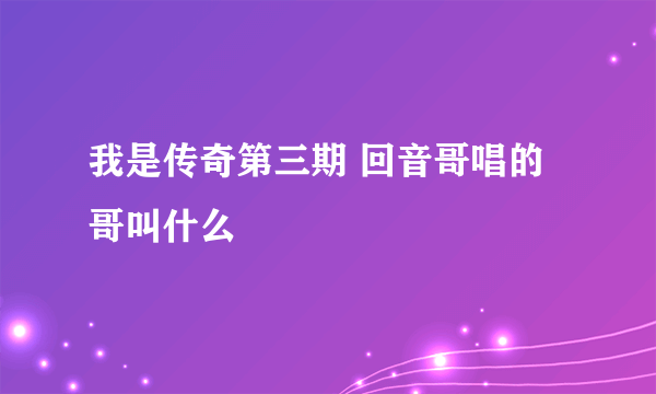 我是传奇第三期 回音哥唱的哥叫什么