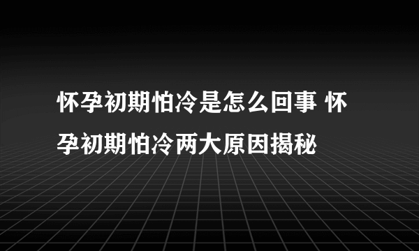 怀孕初期怕冷是怎么回事 怀孕初期怕冷两大原因揭秘