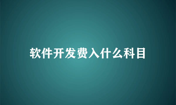 软件开发费入什么科目