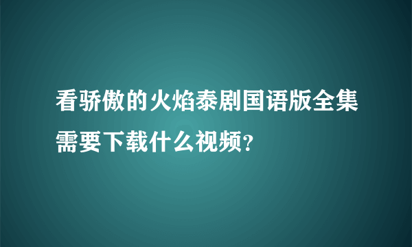 看骄傲的火焰泰剧国语版全集需要下载什么视频？