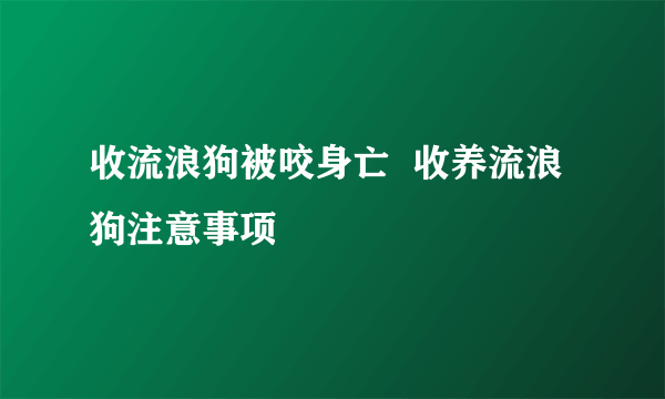 收流浪狗被咬身亡  收养流浪狗注意事项