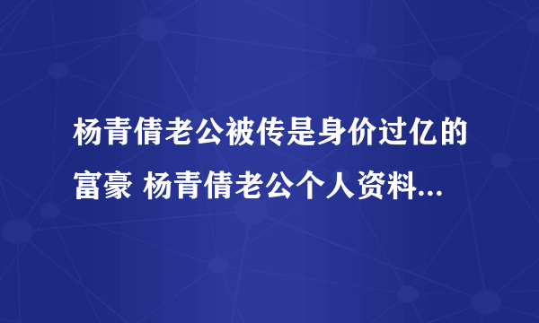 杨青倩老公被传是身价过亿的富豪 杨青倩老公个人资料 - 娱乐八卦 - 飞外网