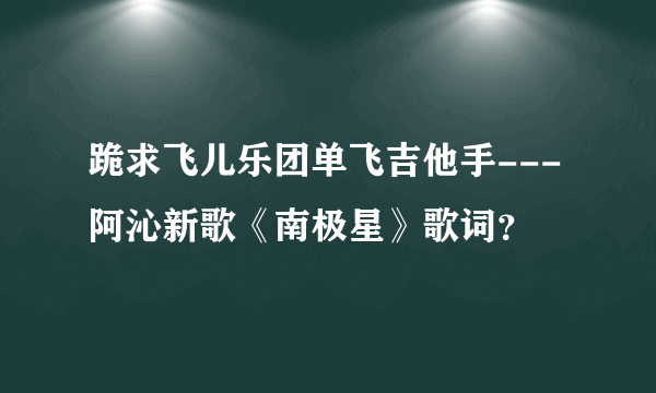 跪求飞儿乐团单飞吉他手---阿沁新歌《南极星》歌词？