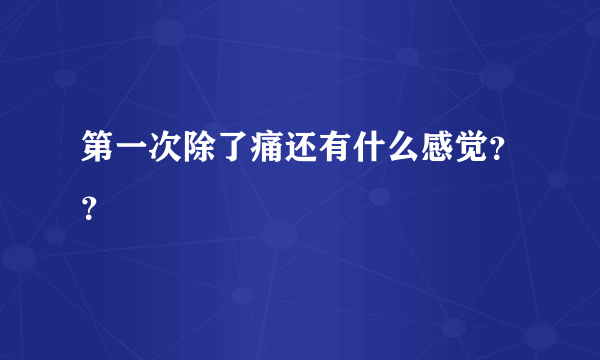 第一次除了痛还有什么感觉？？