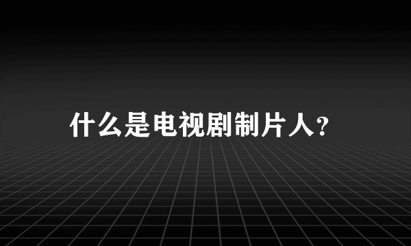 什么是电视剧制片人？