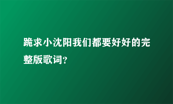 跪求小沈阳我们都要好好的完整版歌词？