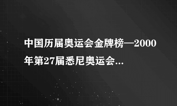 中国历届奥运会金牌榜—2000年第27届悉尼奥运会中国选手获奖情况