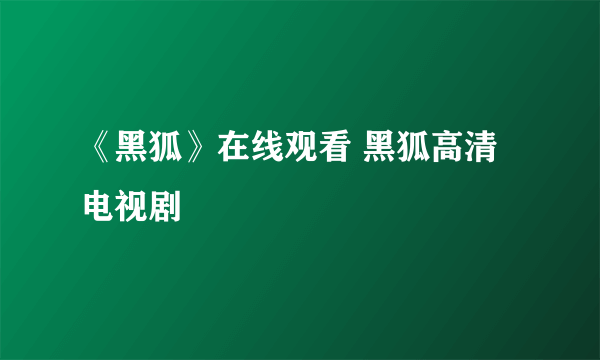 《黑狐》在线观看 黑狐高清电视剧