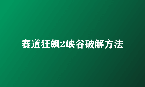 赛道狂飙2峡谷破解方法