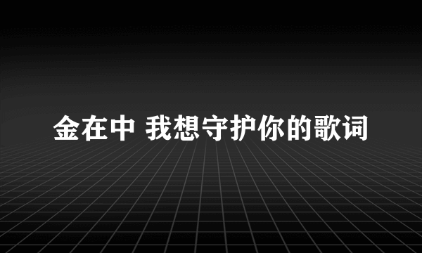 金在中 我想守护你的歌词