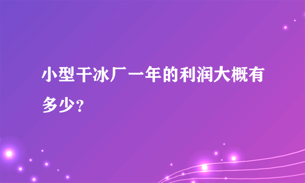 小型干冰厂一年的利润大概有多少？