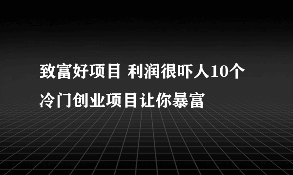 致富好项目 利润很吓人10个冷门创业项目让你暴富