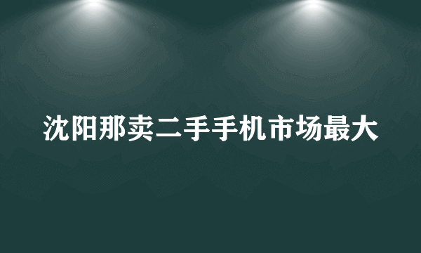 沈阳那卖二手手机市场最大