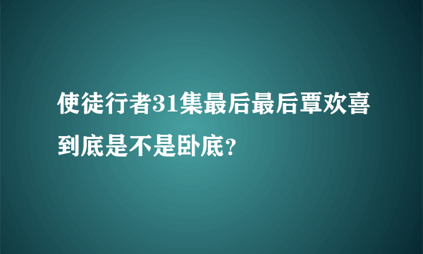 使徒行者31集最后最后覃欢喜到底是不是卧底？