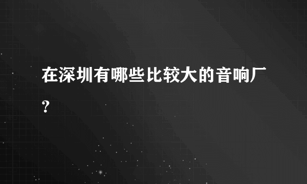 在深圳有哪些比较大的音响厂？