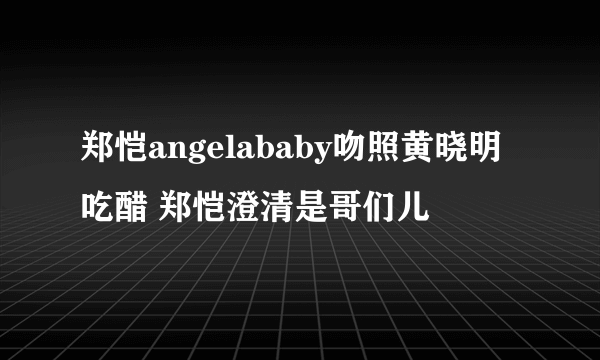 郑恺angelababy吻照黄晓明吃醋 郑恺澄清是哥们儿