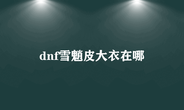 dnf雪魈皮大衣在哪