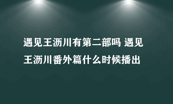 遇见王沥川有第二部吗 遇见王沥川番外篇什么时候播出