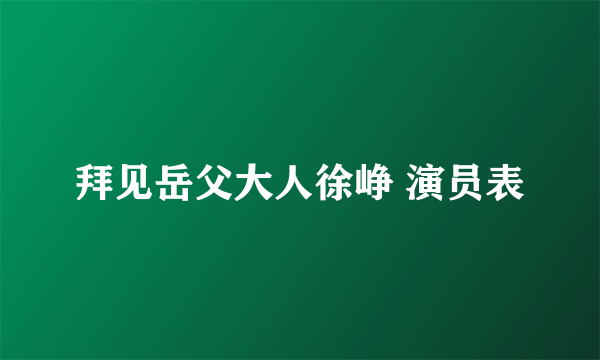 拜见岳父大人徐峥 演员表