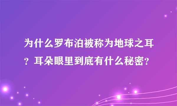 为什么罗布泊被称为地球之耳？耳朵眼里到底有什么秘密？