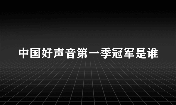 中国好声音第一季冠军是谁