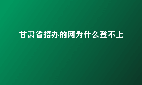 甘肃省招办的网为什么登不上