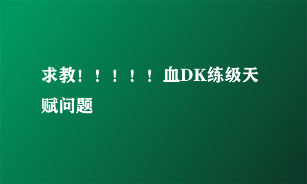 求教！！！！！血DK练级天赋问题