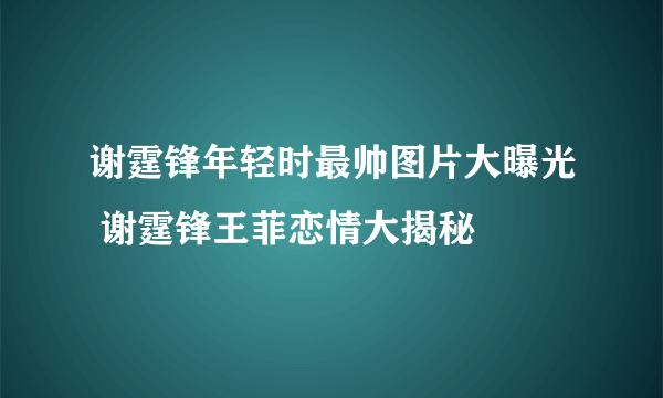 谢霆锋年轻时最帅图片大曝光 谢霆锋王菲恋情大揭秘