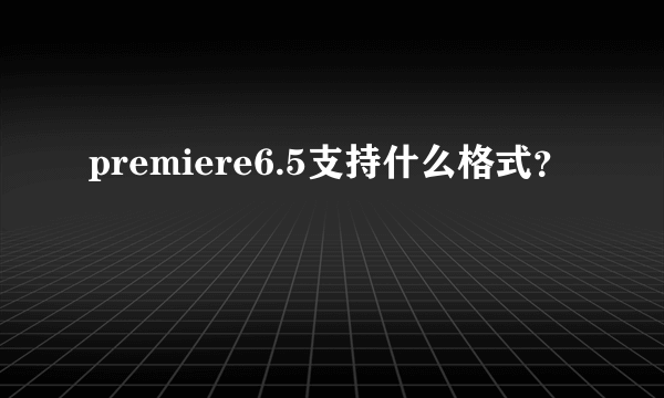 premiere6.5支持什么格式？