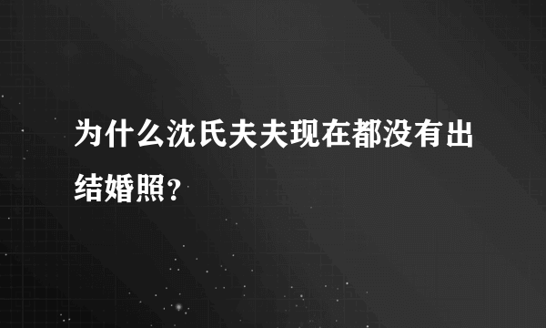 为什么沈氏夫夫现在都没有出结婚照？