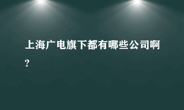 上海广电旗下都有哪些公司啊?